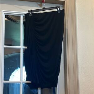 Vince Camuto Black Ruched Pencil Skirt Midi Length